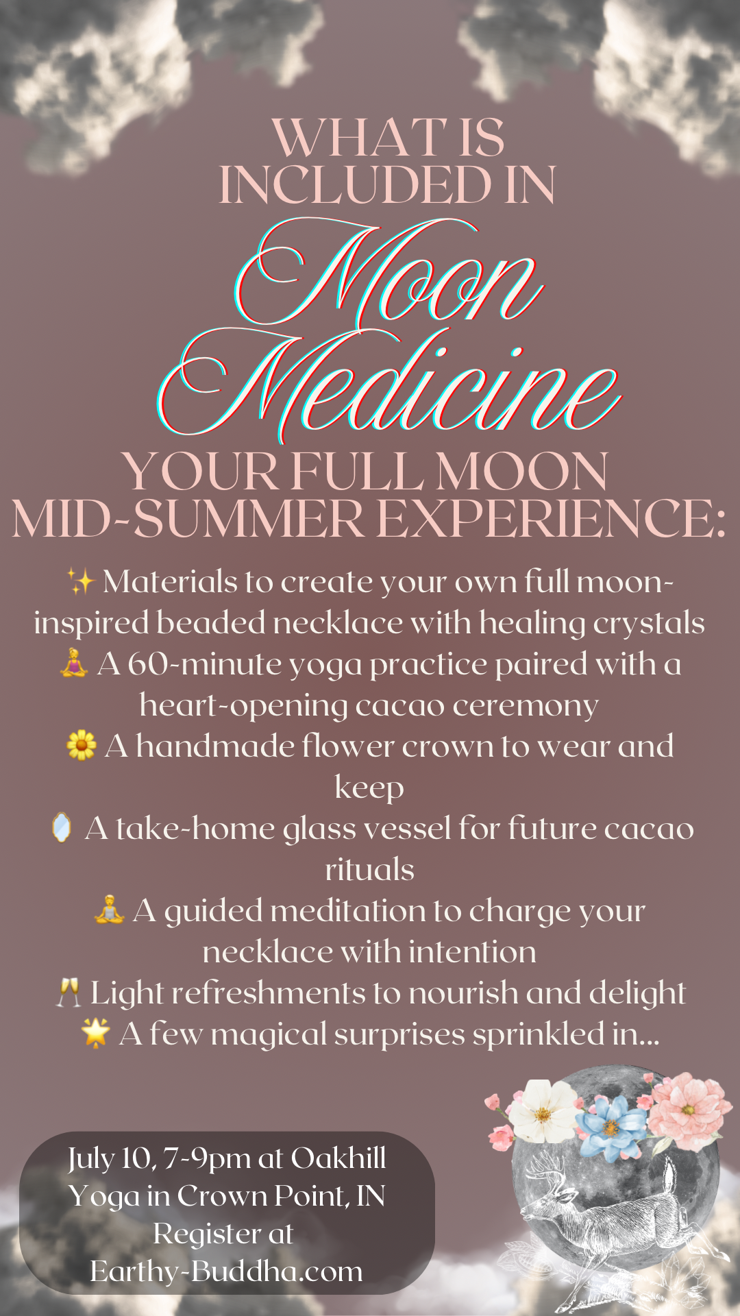 Moon Medicine Workshop July 10 (Outdoors*)