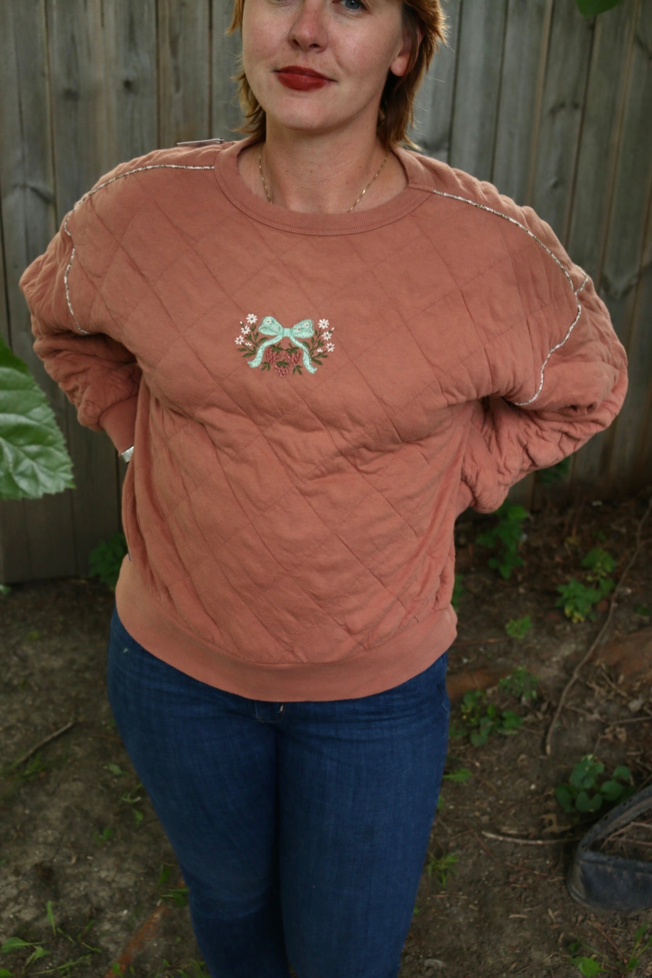 Cozy Berry Quilted Crew (Medium)